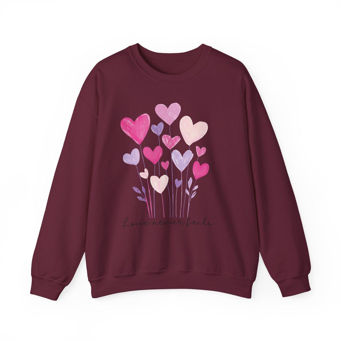 Valentines Sweatshirt - Christian Valentines Day |  Love Never Fails Sweatshirt | Vday Sweatshirt | Xoxo Sweatshirt