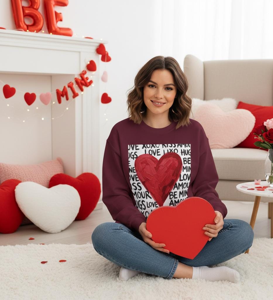 Retro Love Heart Sweatshirt | Love Sweatshirt |  Retro Valentines Day Sweatshirt |  Preppy Valentines Day Sweatshirt  |  Xoxo Sweatshirt