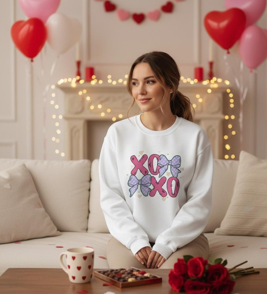 XOXO Bows sweatshirt | XOXO sweatshirt |  Love Letters Sweatshirt | XOXO hugs and kisses sweatshirt | True love Valentines day sweatshirt