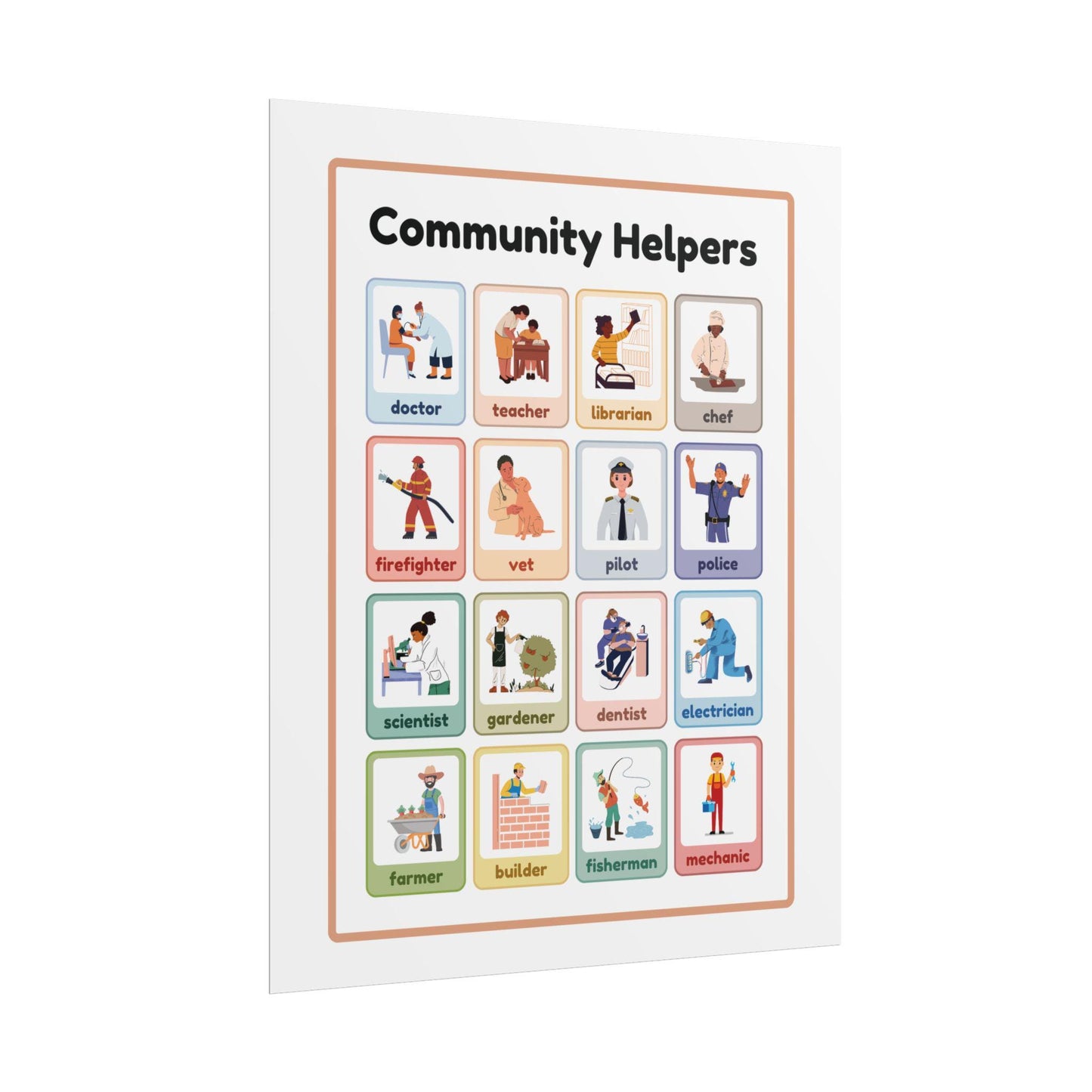 Community Helpers Rolled Poster | Educational Classroom Wall Art