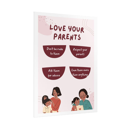 Love Your Parents poster | Rolled Poster, family illustration, parenting reminders