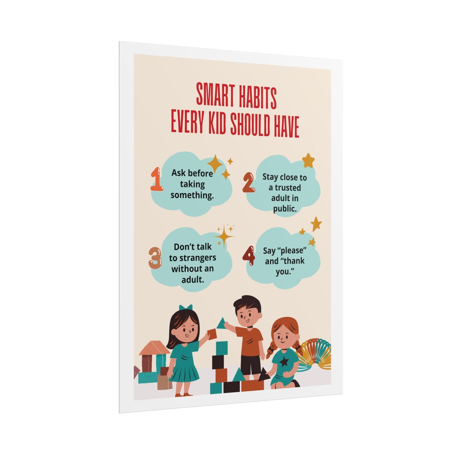 Smart Habits Every Kid Should Have Poster | Rolled Poster, Kids Safety Nursery Decor