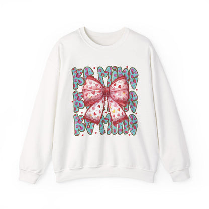 Heart Bow Pattern sweatshirt | Be Mine Bow sweatshirt |  Cute Dtf Transfer Sweatshirt | Trendy Transfer Sweatshirt