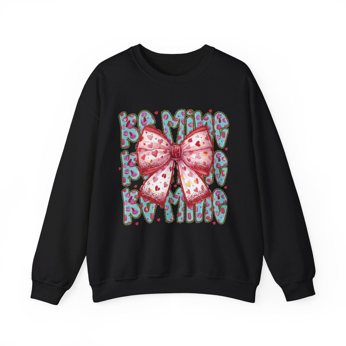 Heart Bow Pattern sweatshirt | Be Mine Bow sweatshirt |  Cute Dtf Transfer Sweatshirt | Trendy Transfer Sweatshirt