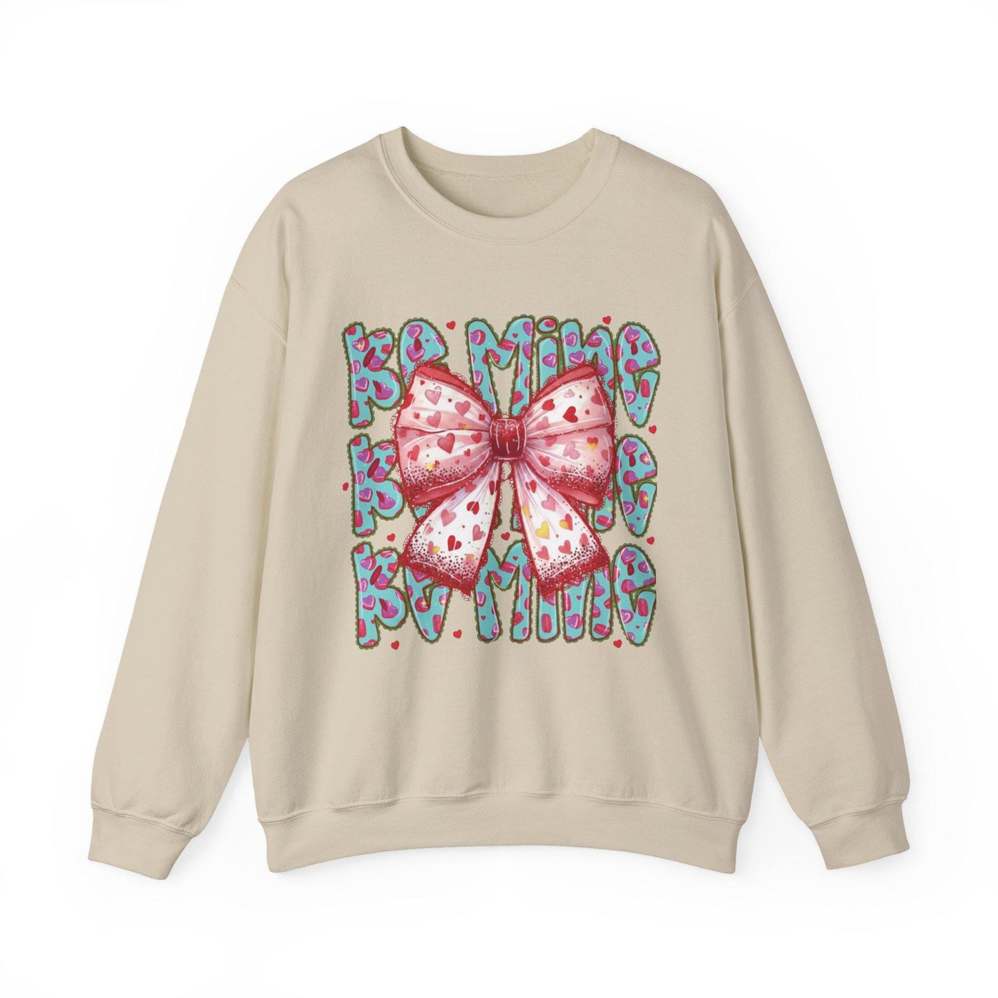 Heart Bow Pattern sweatshirt | Be Mine Bow sweatshirt |  Cute Dtf Transfer Sweatshirt | Trendy Transfer Sweatshirt