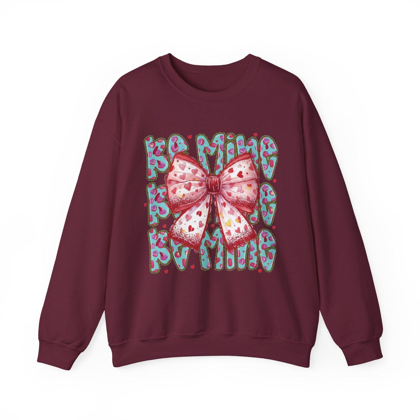 Heart Bow Pattern sweatshirt | Be Mine Bow sweatshirt |  Cute Dtf Transfer Sweatshirt | Trendy Transfer Sweatshirt