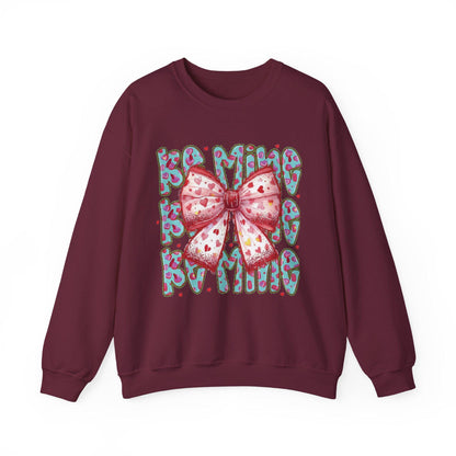 Heart Bow Pattern sweatshirt | Be Mine Bow sweatshirt |  Cute Dtf Transfer Sweatshirt | Trendy Transfer Sweatshirt