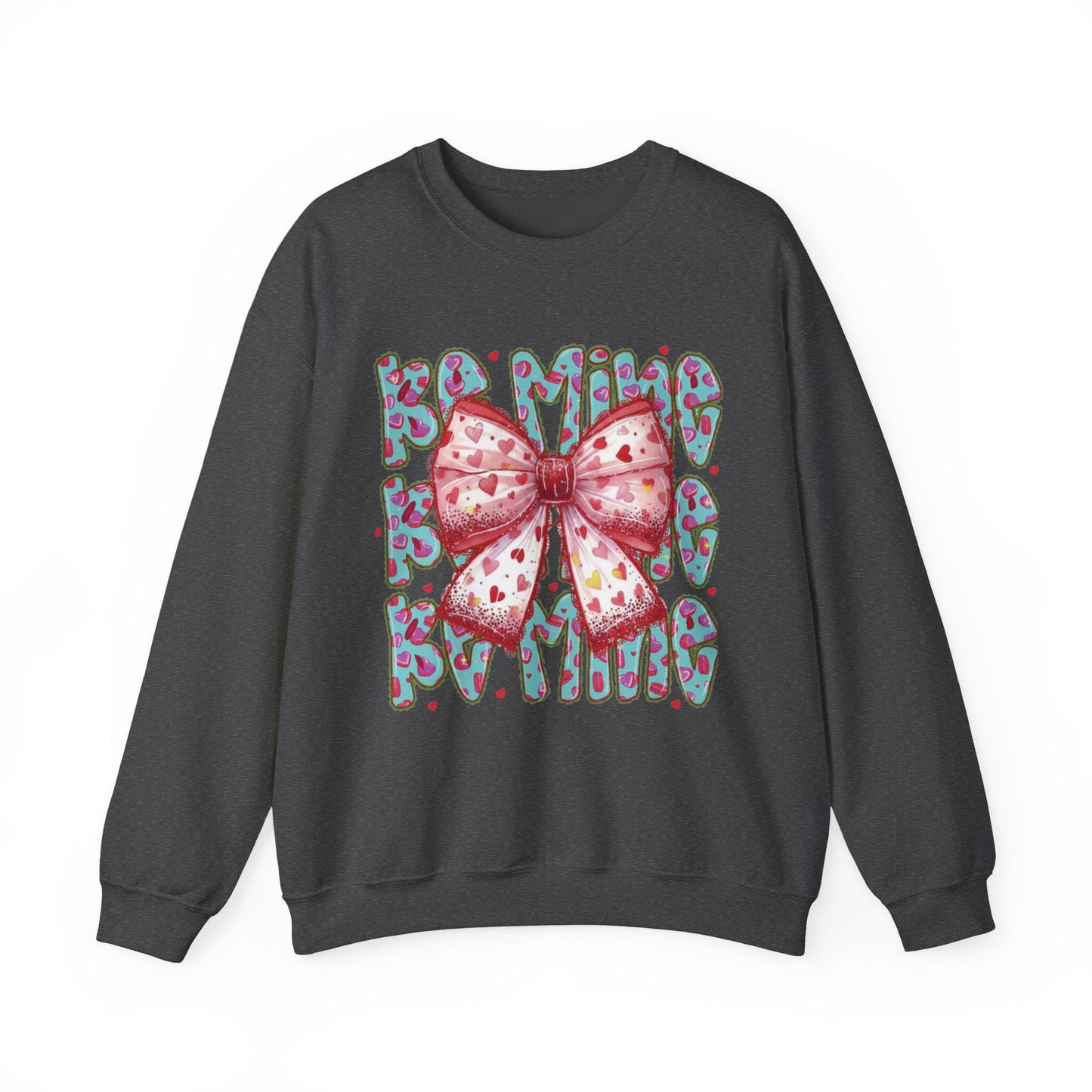 Heart Bow Pattern sweatshirt | Be Mine Bow sweatshirt |  Cute Dtf Transfer Sweatshirt | Trendy Transfer Sweatshirt