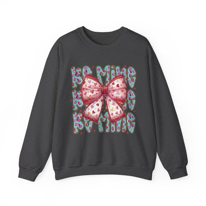 Heart Bow Pattern sweatshirt | Be Mine Bow sweatshirt |  Cute Dtf Transfer Sweatshirt | Trendy Transfer Sweatshirt