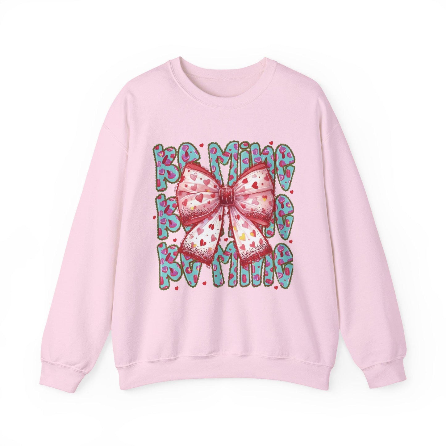 Heart Bow Pattern sweatshirt | Be Mine Bow sweatshirt |  Cute Dtf Transfer Sweatshirt | Trendy Transfer Sweatshirt