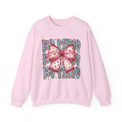 Heart Bow Pattern sweatshirt | Be Mine Bow sweatshirt |  Cute Dtf Transfer Sweatshirt | Trendy Transfer Sweatshirt