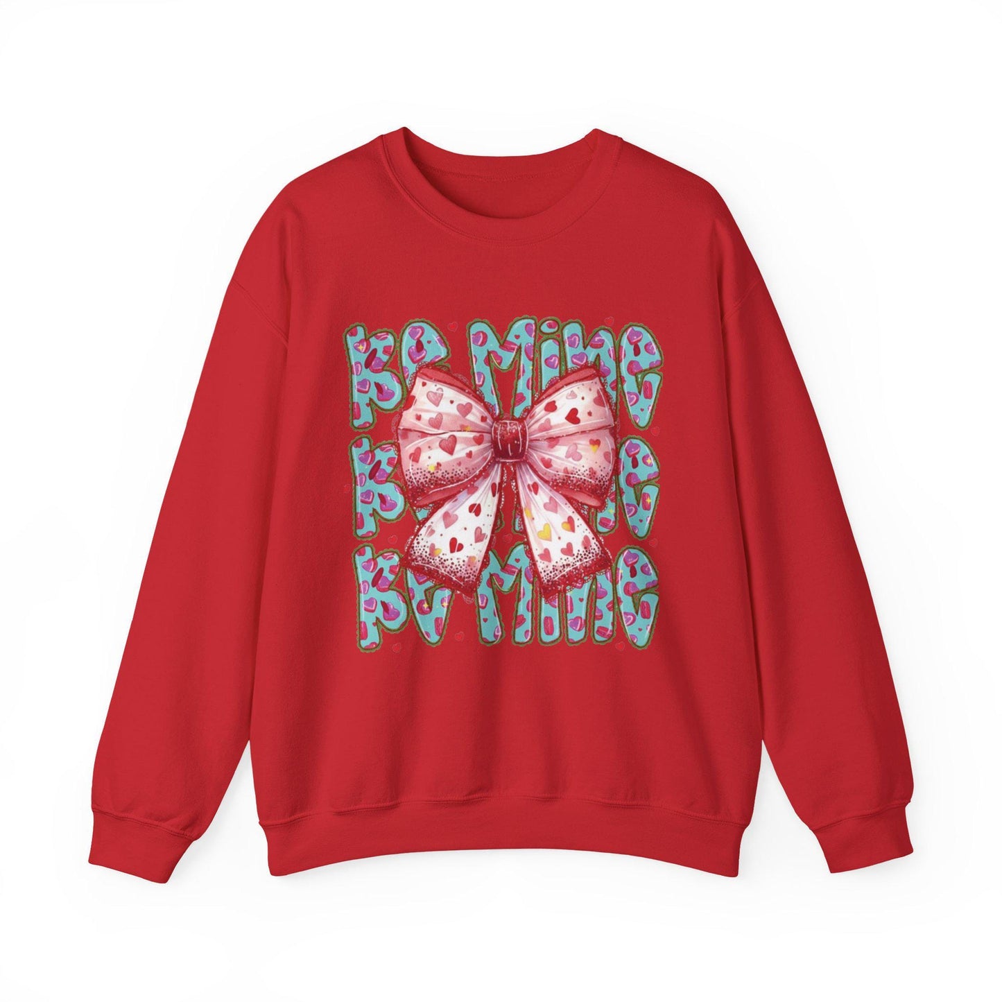 Heart Bow Pattern sweatshirt | Be Mine Bow sweatshirt |  Cute Dtf Transfer Sweatshirt | Trendy Transfer Sweatshirt