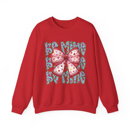 Heart Bow Pattern sweatshirt | Be Mine Bow sweatshirt |  Cute Dtf Transfer Sweatshirt | Trendy Transfer Sweatshirt