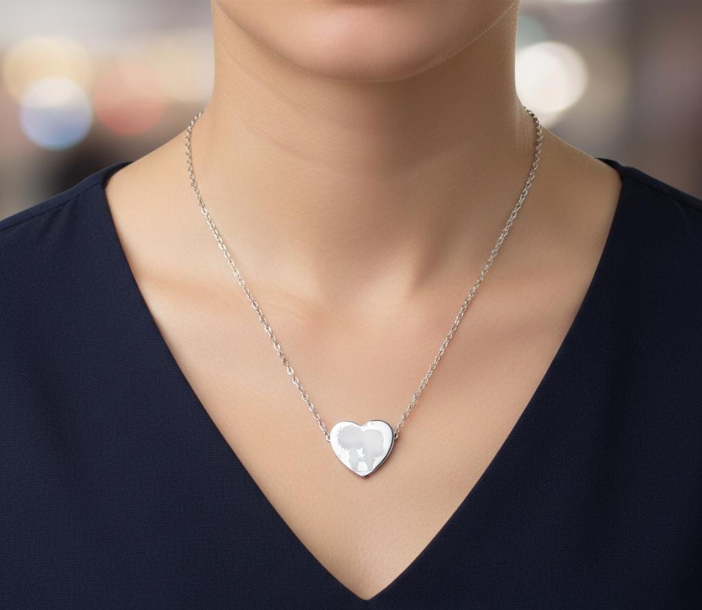 Engraved World Map Heart Necklace | Personalized Heart Pendant | Valentine Gift for Her | 14 feb Valentine Necklace