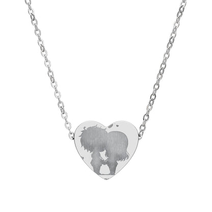 Engraved World Map Heart Necklace | Personalized Heart Pendant | Valentine Gift for Her | 14 feb Valentine Necklace