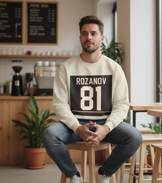 Rozanov 81 Hockey Jersey Sweatshirt | Retro Sports Number Crewneck | Heated Rivalry & Rozano Inspired Sweatshirt | Team Rozano Crewneck