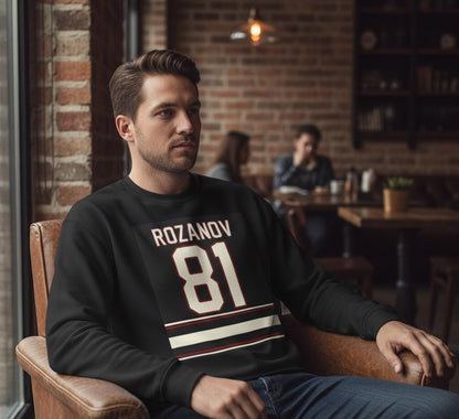 Rozanov 81 Hockey Jersey Sweatshirt | Retro Sports Number Crewneck | Heated Rivalry & Rozano Inspired Sweatshirt | Team Rozano Crewneck