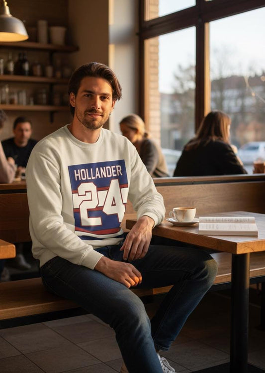 HOLLANDER 24 Jersey Number Sweatshirt | Heated Rivalry & Hollanov Inspired Acrylic Sweatshirts | Cozy Crewneck | Vintage-Inspired Sweatshirt