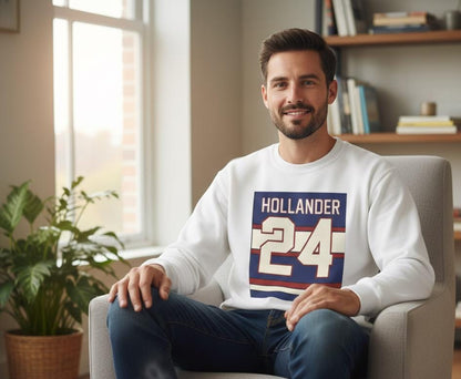 HOLLANDER 24 Jersey Number Sweatshirt | Heated Rivalry & Hollanov Inspired Acrylic Sweatshirts | Cozy Crewneck | Vintage-Inspired Sweatshirt