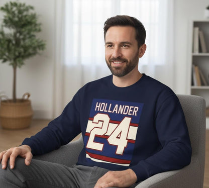 HOLLANDER 24 Jersey Number Sweatshirt | Heated Rivalry & Hollanov Inspired Acrylic Sweatshirts | Cozy Crewneck | Vintage-Inspired Sweatshirt