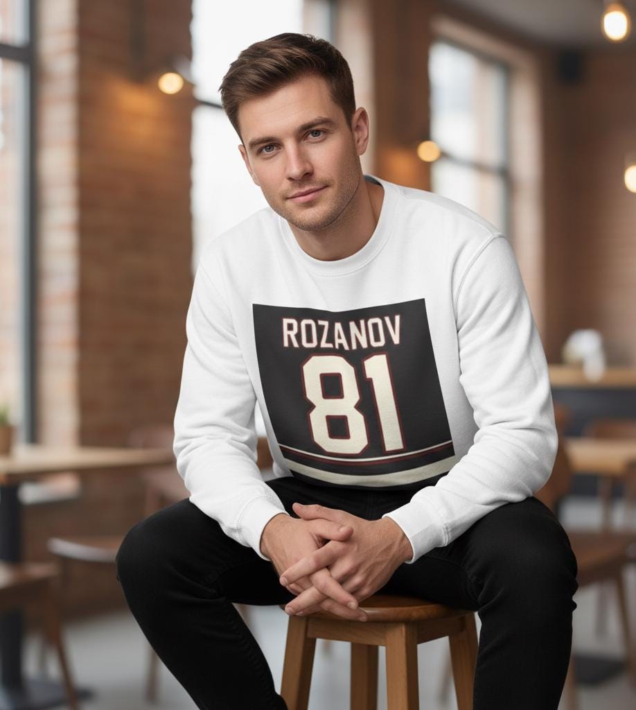 Rozanov 81 Hockey Jersey Sweatshirt | Retro Sports Number Crewneck | Heated Rivalry & Rozano Inspired Sweatshirt | Team Rozano Crewneck