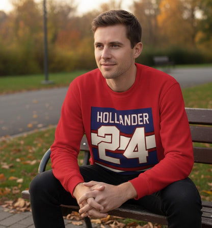 HOLLANDER 24 Jersey Number Sweatshirt | Heated Rivalry & Hollanov Inspired Acrylic Sweatshirts | Cozy Crewneck | Vintage-Inspired Sweatshirt