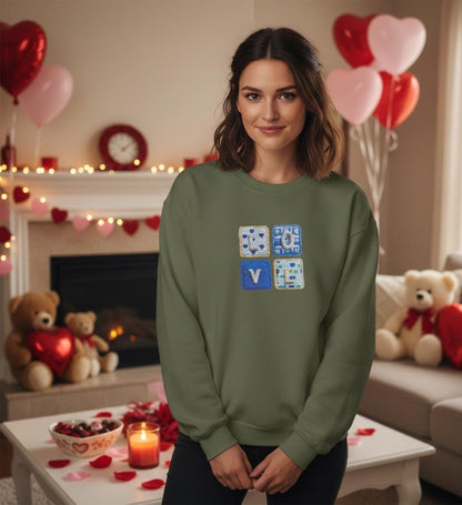 Love Png, Faux Yarn Sweatshirt |  Valentine Day sweatshirt |  Coquette Sweatshirt | Embroidery Sweatshirt |  Valentine Sweatshirt