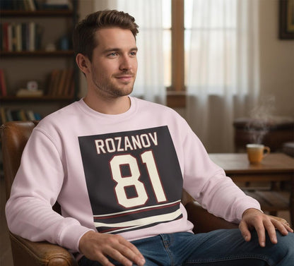 Rozanov 81 Hockey Jersey Sweatshirt | Retro Sports Number Crewneck | Heated Rivalry & Rozano Inspired Sweatshirt | Team Rozano Crewneck