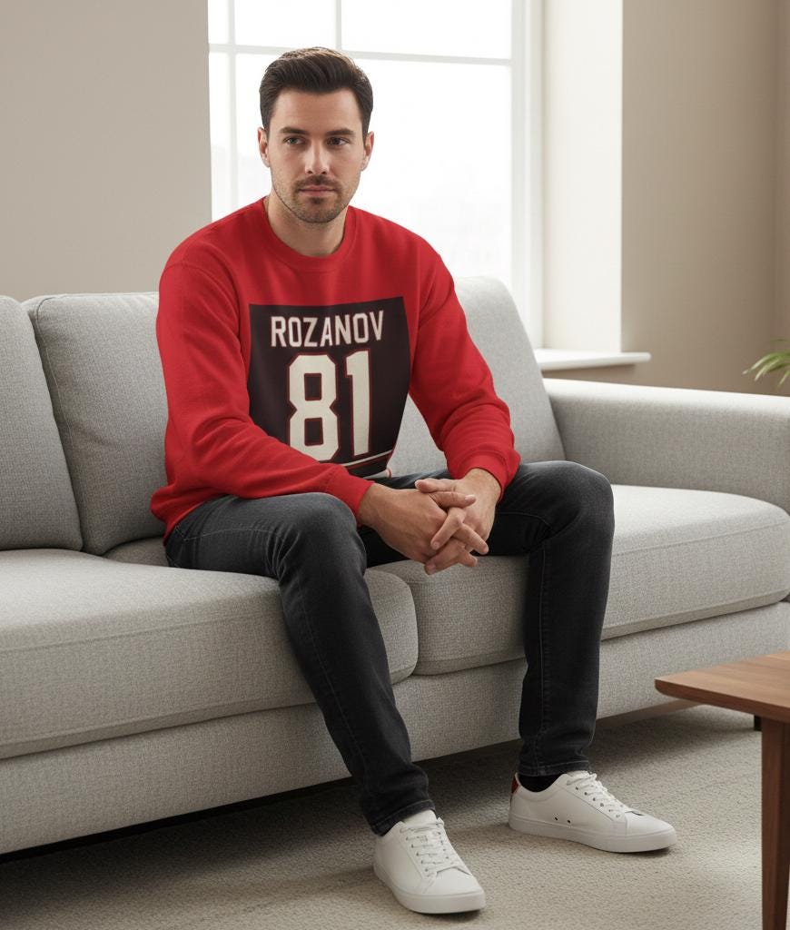 Rozanov 81 Hockey Jersey Sweatshirt | Retro Sports Number Crewneck | Heated Rivalry & Rozano Inspired Sweatshirt | Team Rozano Crewneck