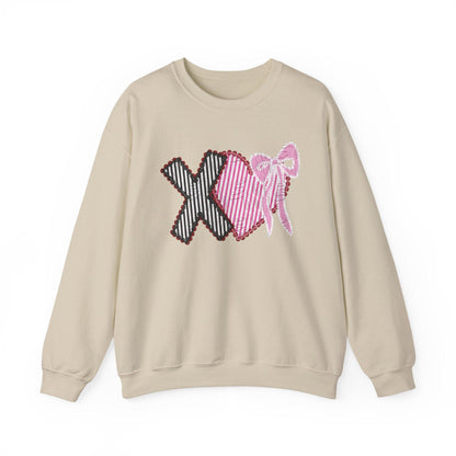 Valentines Sweatshirt | Xoxo Coquette Sweatshirt | V Day Seersucker Sweatshirt | Girly Sweatshirt |  Faux Glitter Sweatshirt