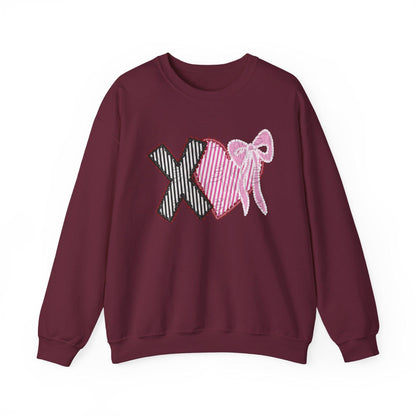 Valentines Sweatshirt | Xoxo Coquette Sweatshirt | V Day Seersucker Sweatshirt | Girly Sweatshirt |  Faux Glitter Sweatshirt