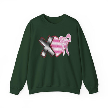 Valentines Sweatshirt | Xoxo Coquette Sweatshirt | V Day Seersucker Sweatshirt | Girly Sweatshirt |  Faux Glitter Sweatshirt