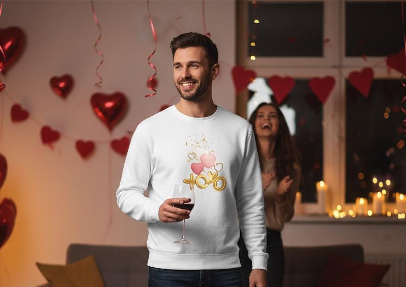 Valentine Xoxo sweatshirt | Xoxo Couquette | Unisex Xoxo Sweatshirt | Xoxo Sweatshirt | V Day Seerusucker Sweatshirt | Faux  Sweatshirt