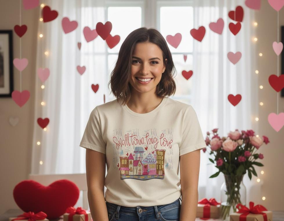 Small Town Valentines Tshirt |  V Day Tshirt |  February 14 Tshirt | Holiday Tshirt | Preppy Tshirt |  Love Tshirt |  Be Mine Tshirt