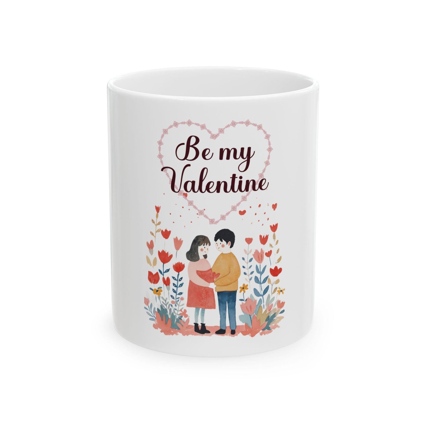 Be My Valentine couple illustration Mug | Valentine's Day ceramic mug