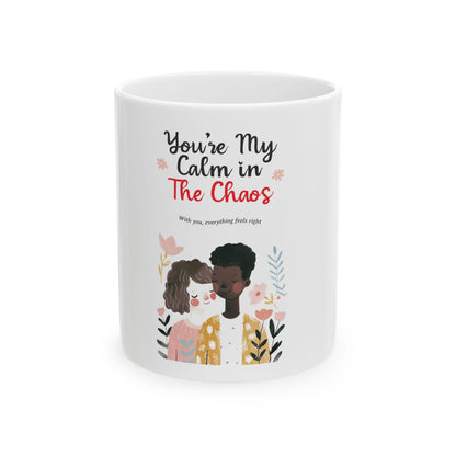 You're My Calm in The Chaos mug | illustrated couple floral design