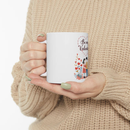 Be My Valentine couple illustration Mug | Valentine's Day ceramic mug