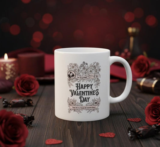 Vintage Floral "Happy Valentine's Day" Mug | Valentine Ceramic Mug