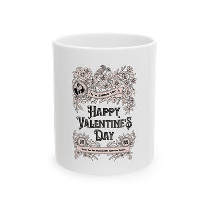Vintage Floral "Happy Valentine's Day" Mug | Valentine Ceramic Mug