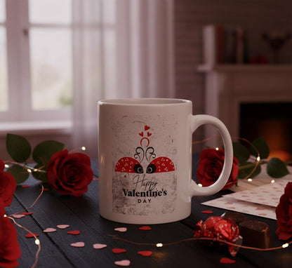 Valentine Ladybug Illustration Mug | Ceramic Coffee Cup