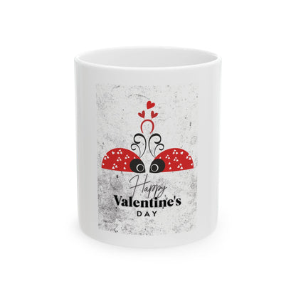 Valentine Ladybug Illustration Mug | Ceramic Coffee Cup