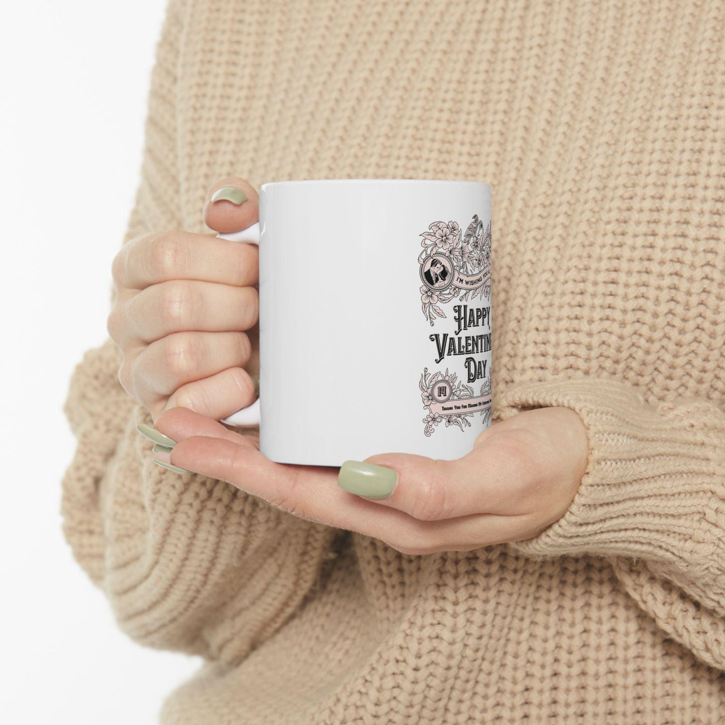 Vintage Floral "Happy Valentine's Day" Mug | Valentine Ceramic Mug