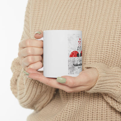 Valentine Ladybug Illustration Mug | Ceramic Coffee Cup