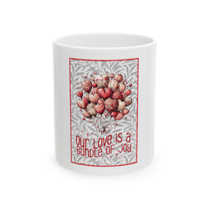Our Love Is a Bundle of Joy Mug | Heart Bouquet Ceramic Coffee Cup