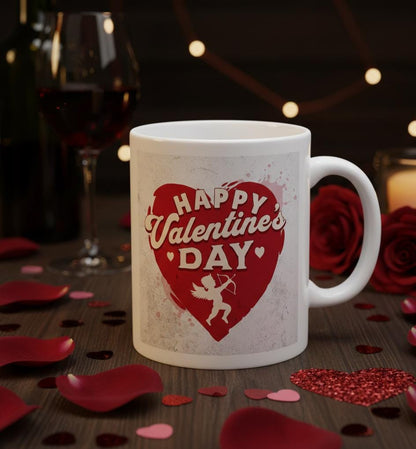 Happy Valentines Day heart cupid Mug | Valentine coffee cup
