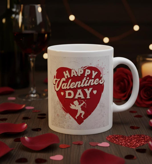 Happy Valentines Day heart cupid Mug | Valentine coffee cup