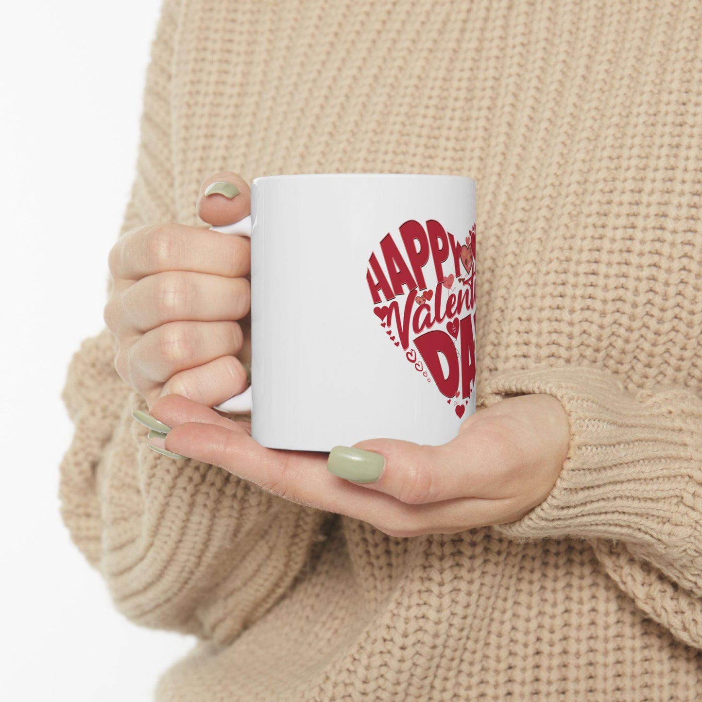 Happy Valentines Day heart design Mug | Ceramic Valentine coffee cup