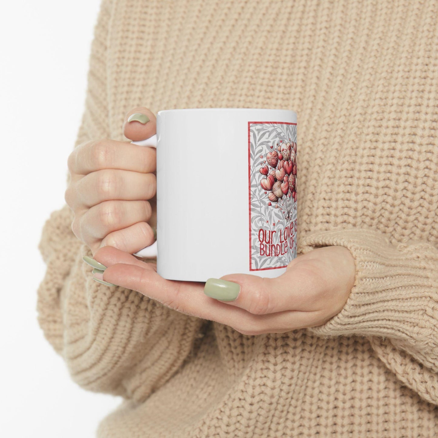 Our Love Is a Bundle of Joy Mug | Heart Bouquet Ceramic Coffee Cup
