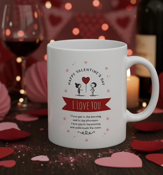 Happy Valentines Day I Love You Mug | Romantic Quote Ceramic Mug