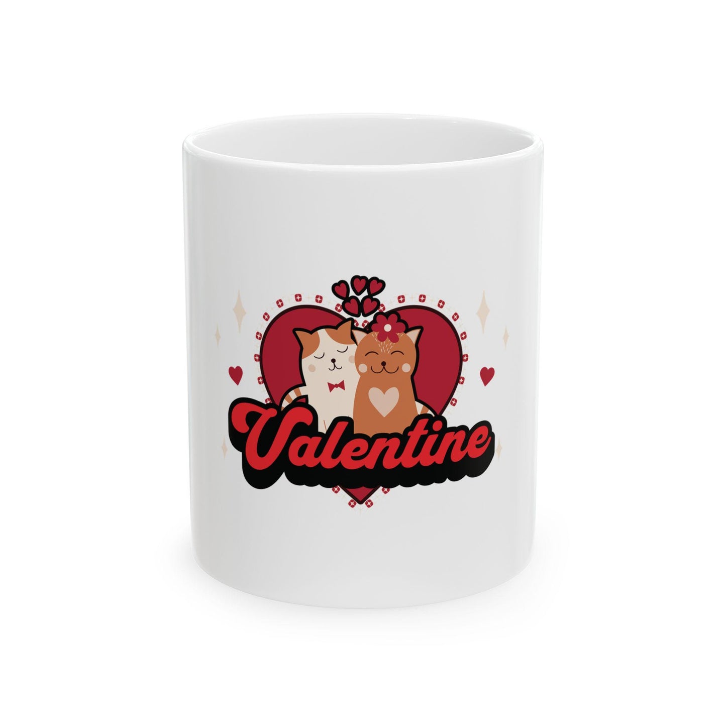 Cat Couple Valentine Ceramic Mug, Romantic Gift